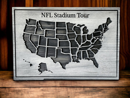 NFL Stadium Push Pin Map, Map to Mark Travels, Travel Log, US Map Wall Art, Anniversary Gift, Wedding Gift Idea, Gift for Husband