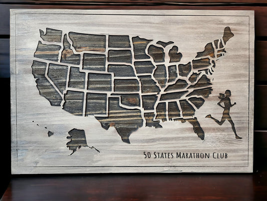 Marathon Push Pin Map, Map to Mark Travels, Travel Log, US Map Wall Art, Anniversary Gift, 50 Marathons, 50 States